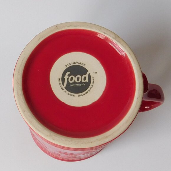 J Initial Cursive  Embossed  Coffee Mug Food Network Red Ceramic Holds 12 oz - Picture 4 of 4